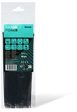 TRADEFORCE - Johdinside 100 kpl - 2,5x200 musta
