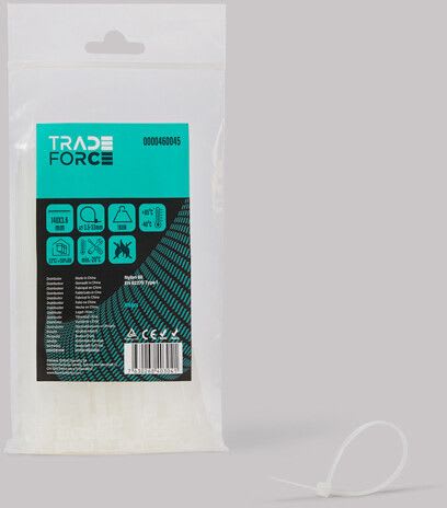 TRADEFORCE - Johdinside 100 kpl - 3,6x140 luonnonvalkoinen
