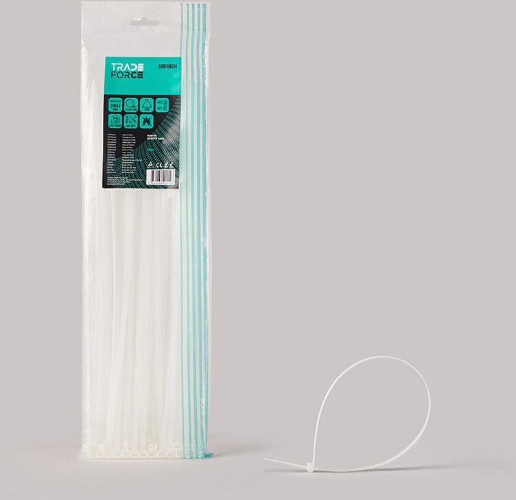 TRADEFORCE - Johdinside 100 kpl - 4,8x370, ei UV, luonnonval.