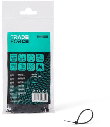 TRADEFORCE - Johdinside 100 kpl - 2,5x100 musta