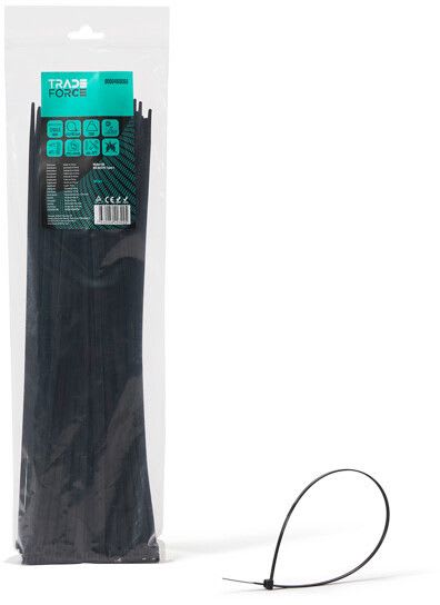 TRADEFORCE - Johdinside 100 kpl - 4,8x370, UV extra, musta