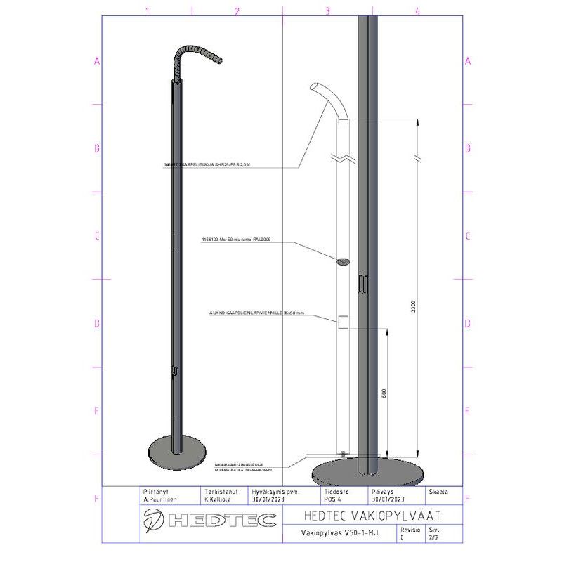 HEDTEC - Alasottoputki Pro45 - V50-1-MU