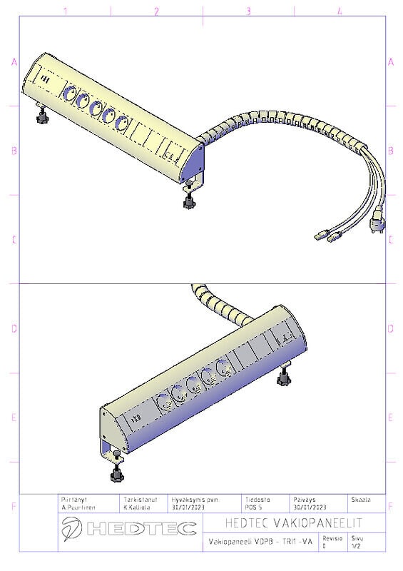 HEDTEC - Pistorasiapaneeli Pro45 - VDPB-TRI1-VA
