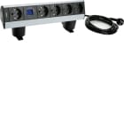 HAGER - Pistorasiapaneeli flexyoffice - G7068 reuna 5PR+kytkin JAL ALU