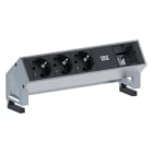 BACHMANN - Pistorasiapaneeli - DESK 2, 3x pr + 1x CM, inox.