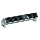 BACHMANN - Pistorasiapaneeli - DESK 2, 3 x pr + 2 x CM. Inox.