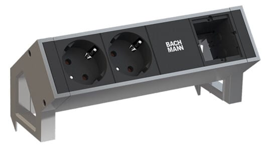 BACHMANN - Pistorasiapaneeli - DESK 2, 2 x pr + 1 x CM inox