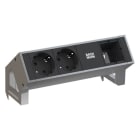 BACHMANN - Pistorasiapaneeli - DESK 2, 2 x pr + 1 x CM inox