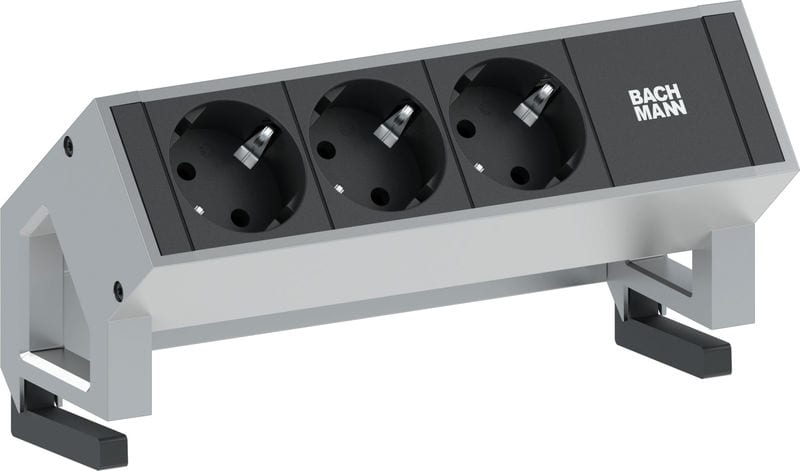 BACHMANN - Pistorasiapaneeli - DESK 2, 3 x pr. Inox
