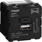 HAGER - Kanavapistorasia gallery - WXF113 USB A+C 230/5V 3A 2M