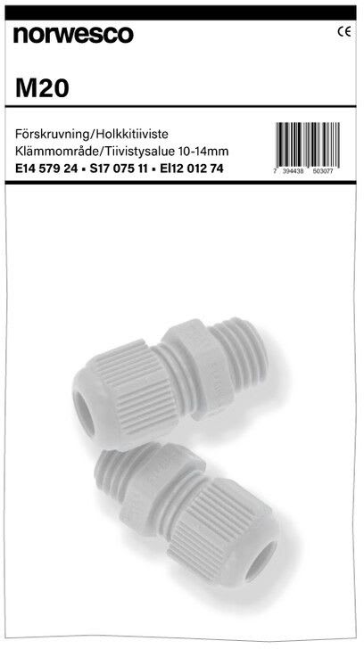 NORWESCO - Holkkitiiviste muovi - M20 / Ø10-14mm IP68 2-pakkaus
