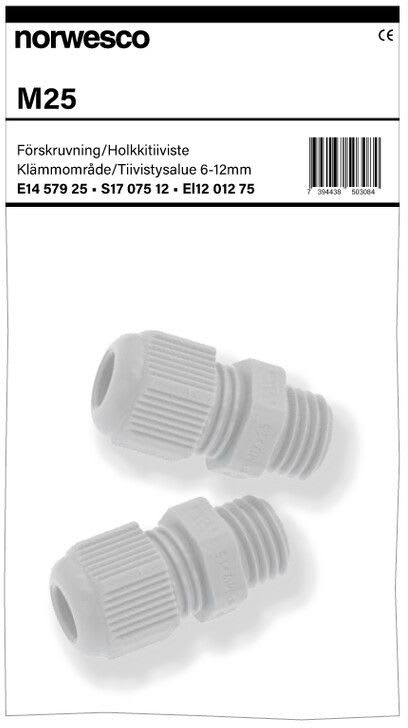 NORWESCO - Holkkitiiviste muovi - M25 / Ø6-12mm IP68 2-pakkaus