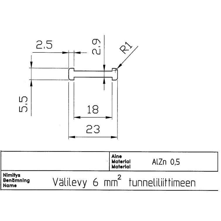 OUNEVA - Johdinsuoja Cu-tunneliliitt. - VI06-0108 6 mm2 liittimelle