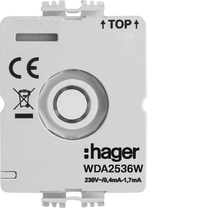 HAGER - Merkkilamppu - Kytk./pain. 0.4mA/230V
