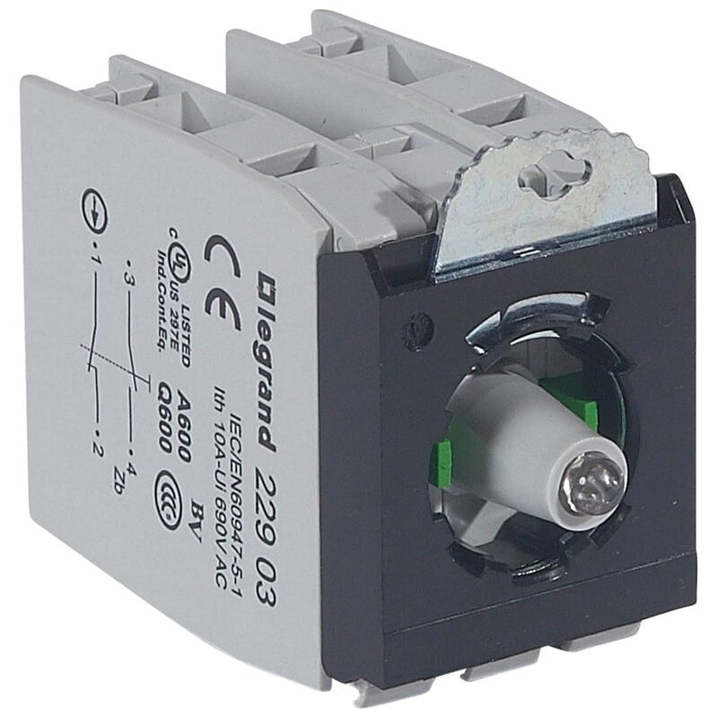 LEGRAND - Kosketinelementti - Lohko 3as LED 24V vihr 2NONC