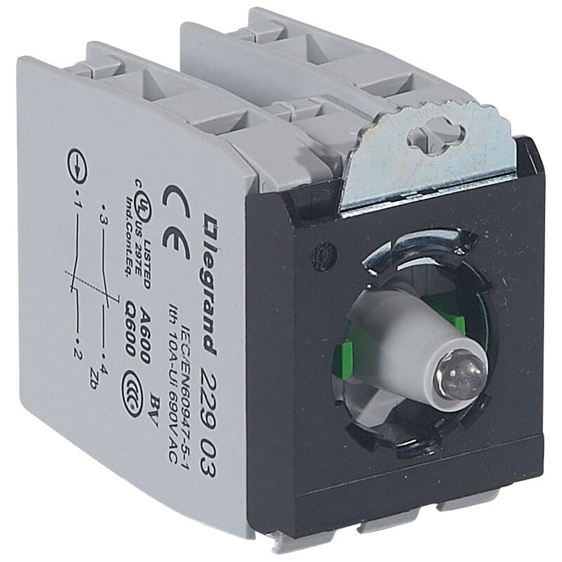 LEGRAND - Kosketinelementti - Lohko 3as LED 230V vihr 2NONC