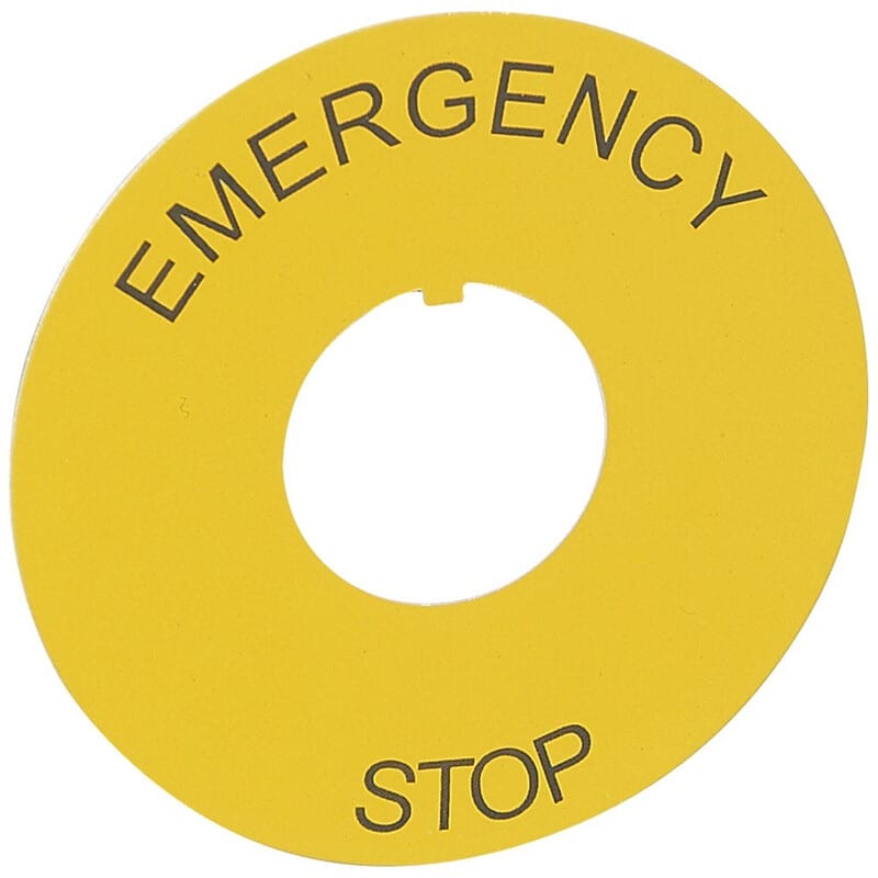 LEGRAND - Lisäkilpi - Ø60, kelt. ''EMERGENCY STOP''