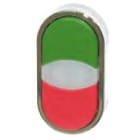 BENEDIKT & JÄGER - Kaksoispainike - vihreä/punainen valk. merkk.