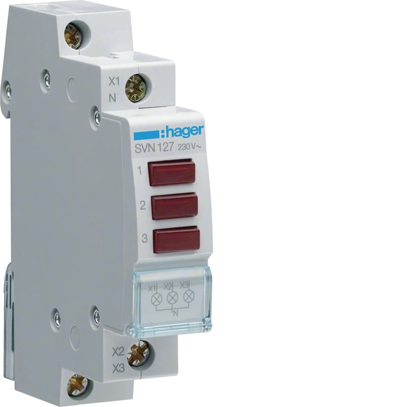 HAGER - Kolmoismerkkivalo pun 230VAC - SVN127