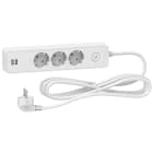 SCHNEIDER ELECTRIC - Jatkopistorasia Unica System+ - Jatkojohto 3m 3-os 2xUSB val