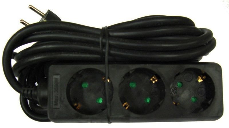 REIMAX ELECTRONICS - Jatkojohto 1-vaihe - 3- os. H05VV-F 3G1,5 musta 3m