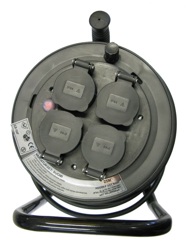 REIMAX ELECTRONICS - Kaapelikela muovii 4xschuko - H05RR-F(VSKB)3x1,5S 25m IP44