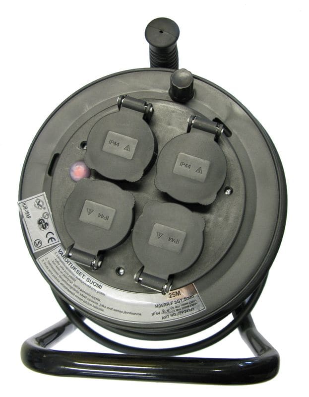 REIMAX ELECTRONICS - Kaapelikela muovii 4xschuko - H05RR-F(VSKB)3x1,5S 25m IP44