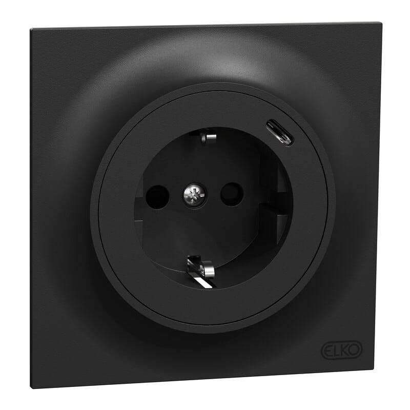 ELKO - Pistorasia + USB - 1-PR KL+USB-C 20W PD MUS DIY