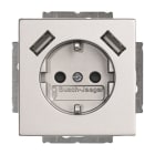 ABB - Pistorasia + USB Impressivo - 1S/16A/IP21 UKJ 0X 2USB ALU