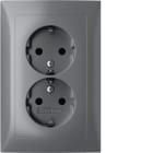 HAGER - Pistorasia S.1 - 2S/16A/IP20 2X 1.5KR UPJ alu