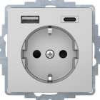 HAGER - Pistorasia Q.1 - 1S/16A/IP20 USB A+C UKJ ALU