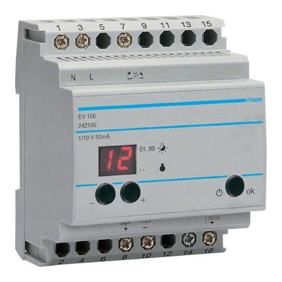 HAGER - Kauko-ohjauslaite himm.timelle - EV106 1-10V LÄHDÖLLÄ