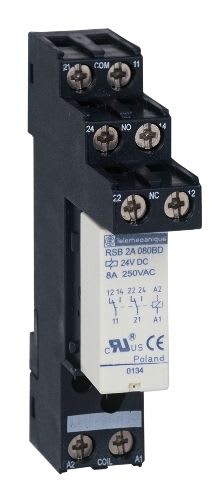 SCHNEIDER ELECTRIC - Pistokekantarele +kanta - RSB2A080BDS 24VDC 2C/O 8A