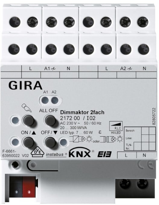 GIRA - GIRA KNX - KNX Yleishimmennin 2 ulostuloa