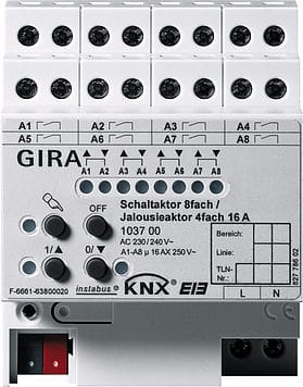 GIRA - GIRA KNX Kytkin - 8 ulos16A+KM/Mlaite 4 ulos