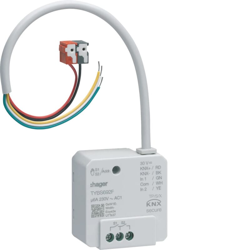 HAGER - Lähtöyksikkö KNX - TYBS692F 2x6A+2PV RLV T USEKA