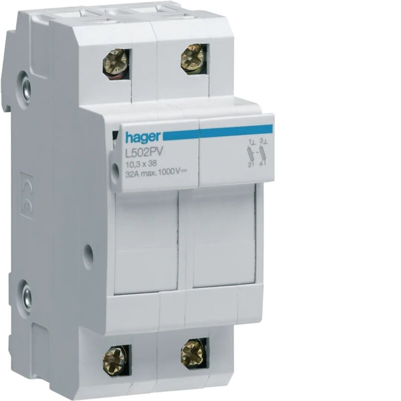 HAGER - Putkisulakealusta - L502PV 2-nap L38 1000VDC
