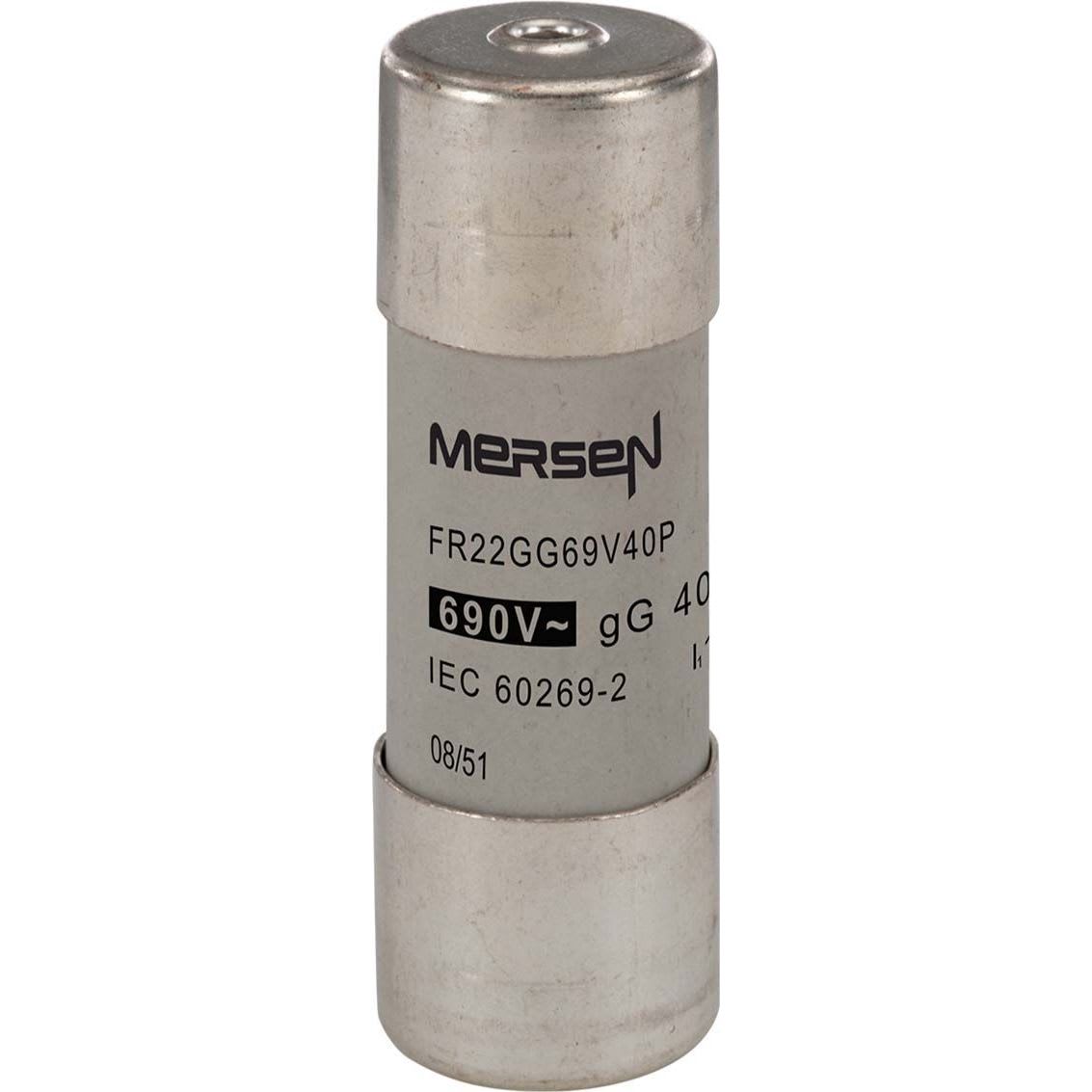 MERSEN - Keraaminen putkisulake 22x58mm - 22X58 LAUK.NASTA GG 690V 40A