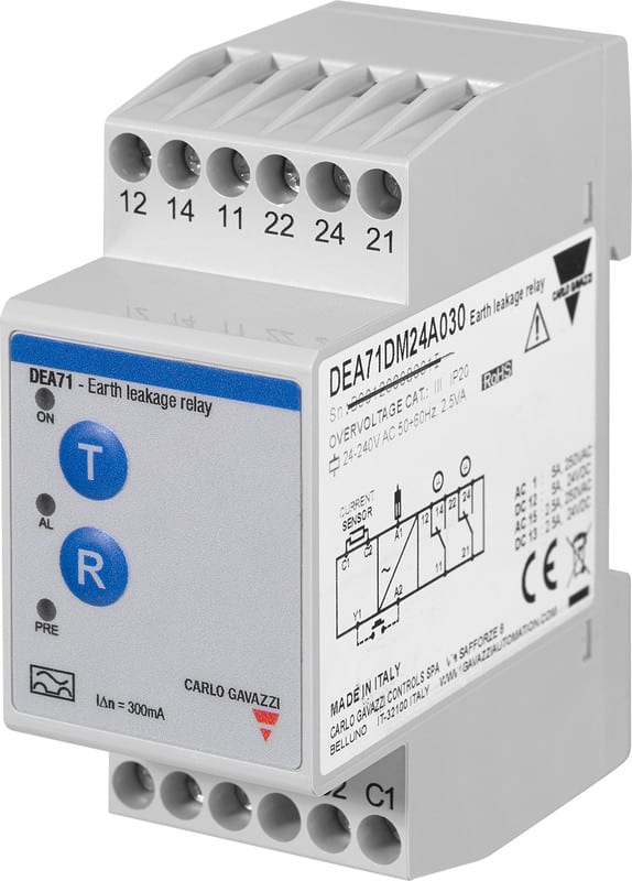 CARLO GAVAZZI - Vikavirtarele - Valvontarele DEA71 (30mA)