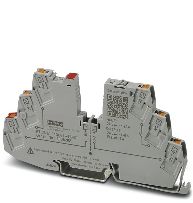 PHOENIX CONTACT - Elektroninen ylivirtasuoja - 2908262 PTCB E1 24DC/1-8A NO
