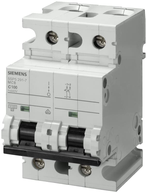 SIEMENS - Johdonsuojakatkaisija - 5SP5291-7CC 100A 2-nap C 10kA DC