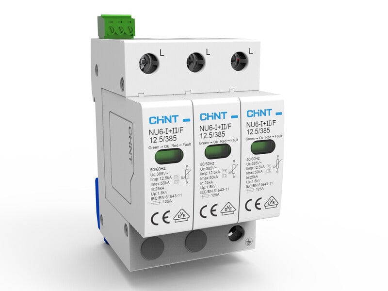CHINT - Ylijännitesuoja kiinteistö - NU6- I + II /F 12.5/275 3P