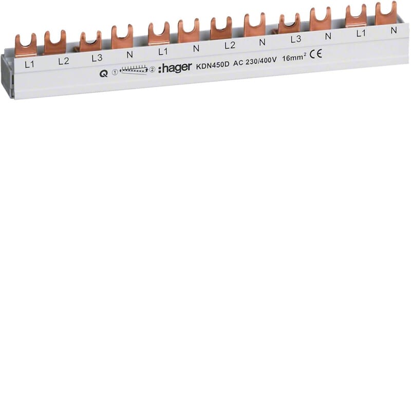 HAGER - Virtakisko - KDN450D 4N 80A 3L+N/4x2L+N 12M