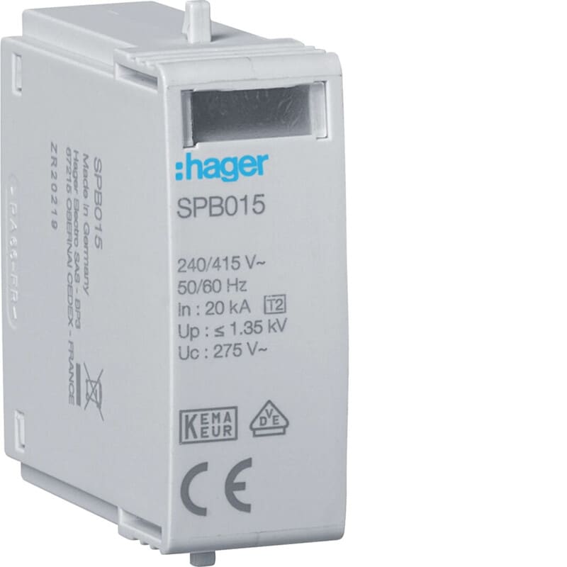 HAGER - Ylijännitesuojapatruuna - SPB015 suoj. SPBx13/x15 vaihe
