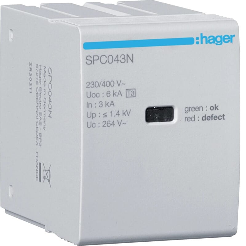 HAGER - Ylijännitesuojapatruuna - SPC043N suoj. SPC403N