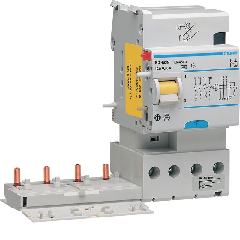 HAGER - Vikavirtalohko A-tyyppi - BD463N 4x63A 30mA