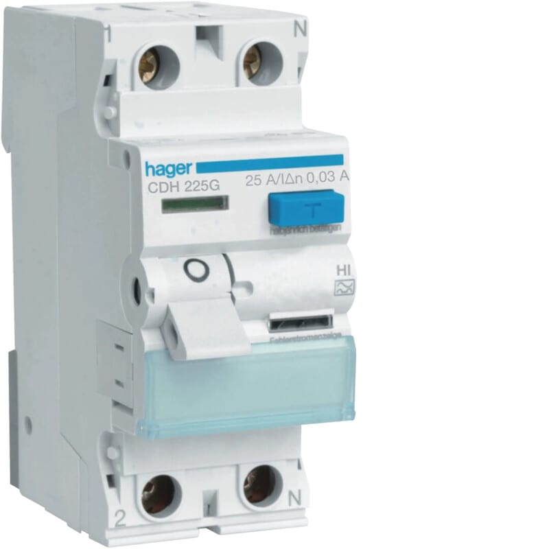 HAGER - Vikavirtasuojakytkin HI - CDH225G 2x25A 30mA A-tyyppi