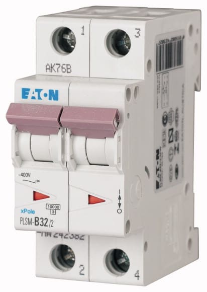 EATON - Johdonsuojakatkaisija 32A 10kA - PLSM-B32/2 10kA 2-n B 32A