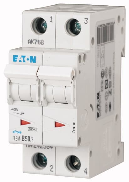 EATON - Johdonsuojakatkaisija 50A 10kA - PLSM-C50/2 10kA 2-n C 50A