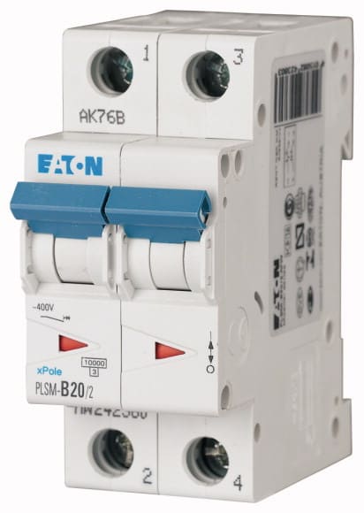 EATON - Johdonsuojakatkaisija 20A 10kA - PLSM-D20/2 10kA 2-n D 20A